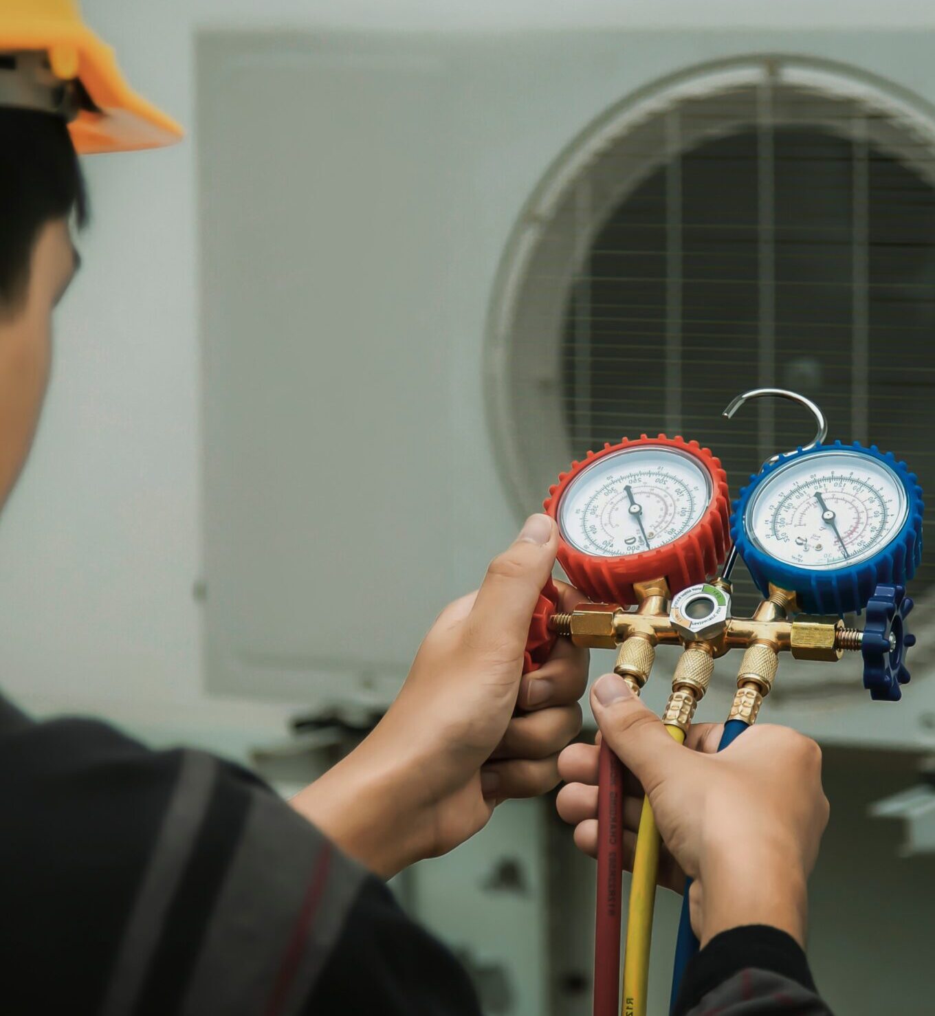ac-check person checking ac unit