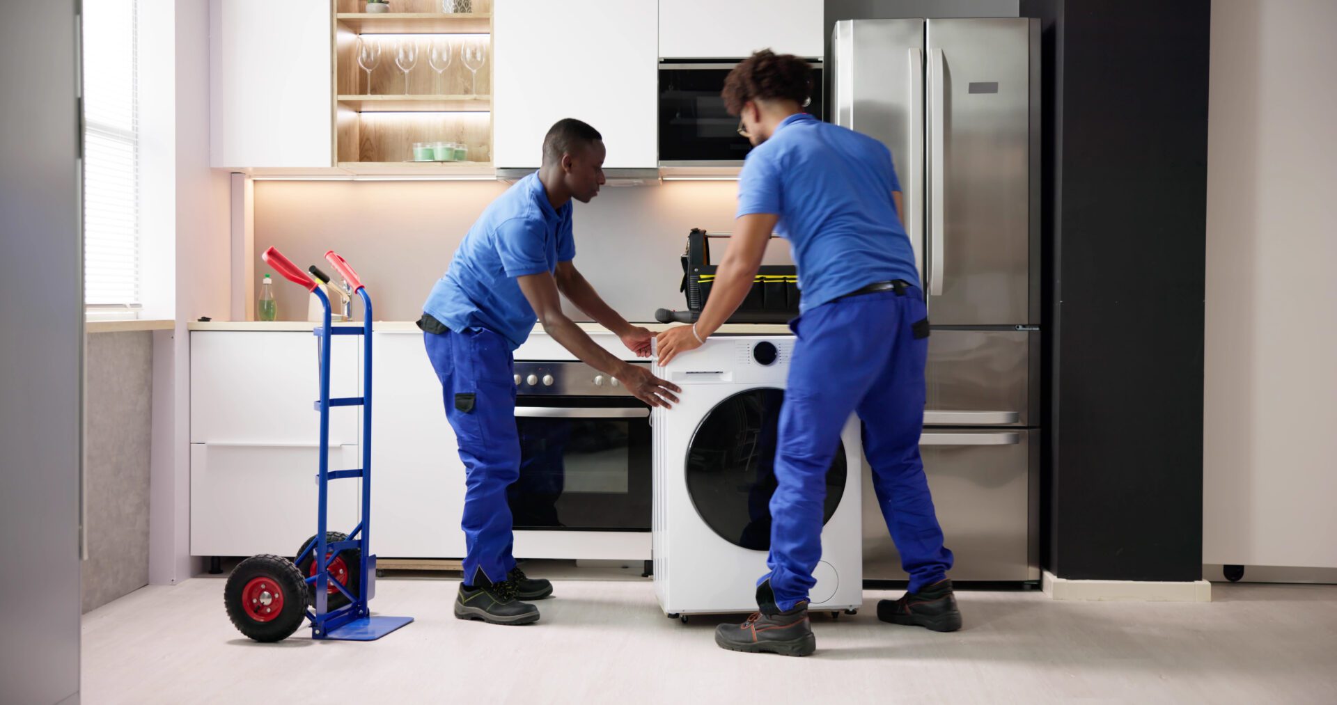 Washing Machine Appliance Delivery Home Services A set of appliances including a refrigerator, washing machine, Air Conditioner and Water Heater